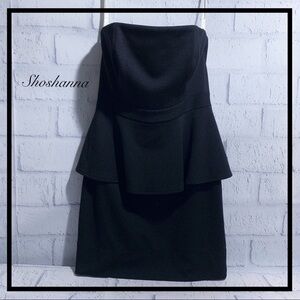 Shoshanna Black Strapless Peplum Dress